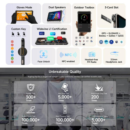 Ulefone Rugking Pad Pro Rugged Tablet PC, 8GB+128GB, 8.68 inch Android 16 Unisoc T7250 Octa Core 4G Network, EU Plug