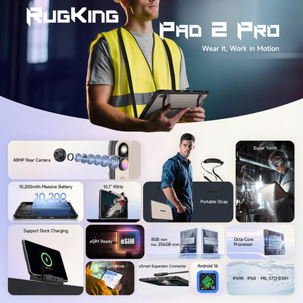 Ulefone Rugking Pad 2 Pro Tablet 10.1" 8GB 128GB Android 16