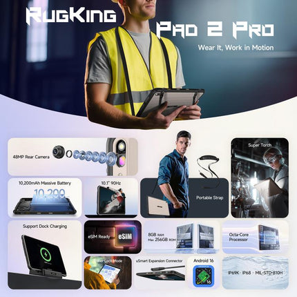 Ulefone Rugking Pad 2 Pro Tablet 8GB+256GB 10.1in Unisoc T7250 Display