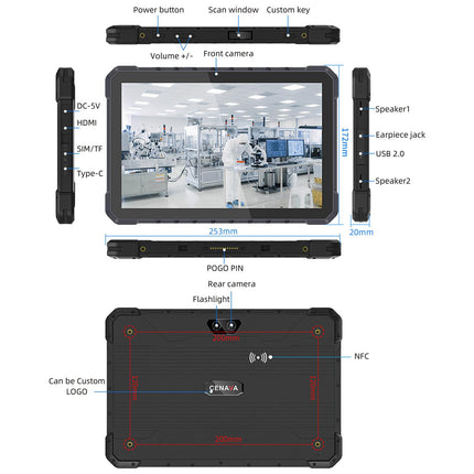 CENAVA A18ST Tablet Rugerizada IP68 10.1 Pulgadas 8GB RAM 128GB ROM Android 11