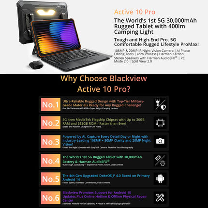 Blackview Active 10 Pro 5G Tablet Resistente 12GB 512GB 10.95