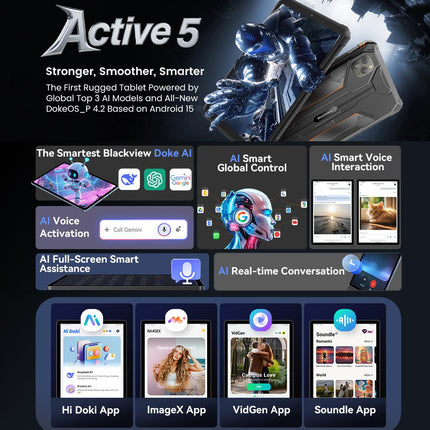 Blackview Active 5 Tablet Rugged 6GB 128GB 8.68 pulgadas Android 15