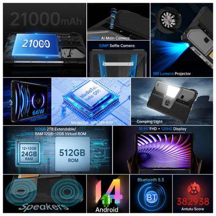 Unihertz 8849 Tank Pad E Tableta 12GB+512GB 4G Proyector by Unihertz