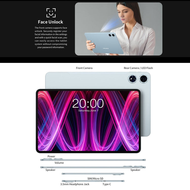 Tableta PC Teclast T60 Plus 4G LTE, 6 GB + 128 GB, 12 pulgadas, Android 14, MediaTek Helio G88 Octa Core, compatible con doble SIM, T60 Plus