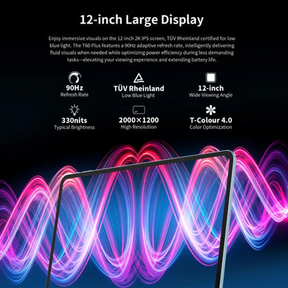 Tableta PC Teclast T60 Plus 4G LTE, 6 GB + 128 GB, 12 pulgadas, Android 14, MediaTek Helio G88 Octa Core, compatible con doble SIM, T60 Plus