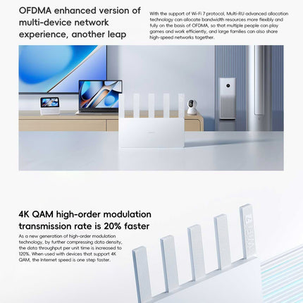 Xiaomi Router BE5000 WiFi 7 Doble Banda 2.4GHz 5GHz 512MB RAM 2.5G Puerto US Plug