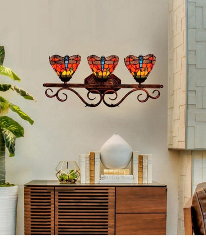YWXLight Libélula Tres Cabezas Lámpara de Pared Retro