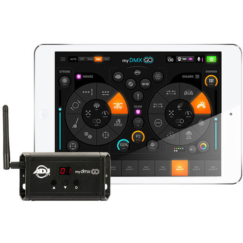 American DJ myDMX Go Controlador DMX inalámbrico 256 canales 2 universos Wi-Fi USB