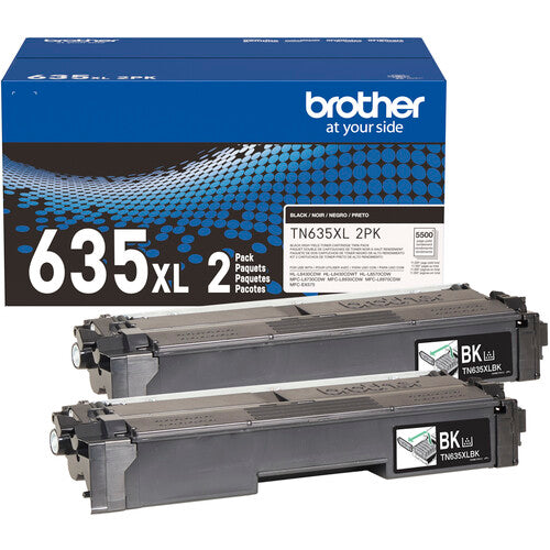 Brother TN635XL Cartucho de tóner para impresora láser color 5500 páginas Kit 2 Negro Cian Magenta Amarillo
