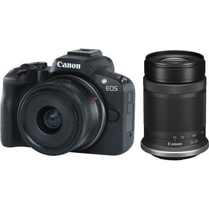 Cámara sin espejo Canon EOS R50 con lentes 18-45mm 55-210mm y bolsa protectora