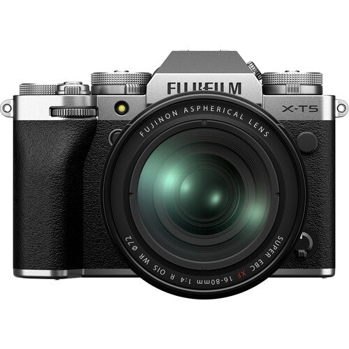 FUJIFILM X-T5 Cámara sin Espejo 40MP 4K 60p con Lente 16-80mm f4 Godox Mini Flash Kit