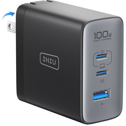 INIU Leopard Cargador de Pared USB 100W 3 Puertos con 2 Cables USB-C 6.6'