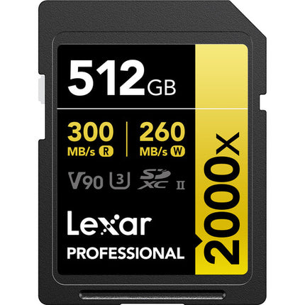Lexar 512GB Professional 2000x Tarjeta SDXC UHS-II 300MBs 2-Pack