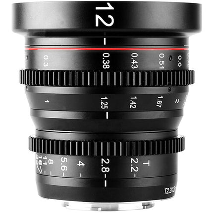 Meike Set de 4 Lentes Cinema Prime 12 16 25 35mm T2.2 Montura MFT con Estuche rígido