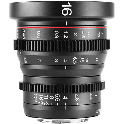 Meike Set de 4 Lentes Cinema Prime 12 16 25 35mm T2.2 Montura MFT con Estuche rígido