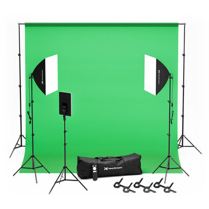 NearStream Duo Kit para Podcast con 2 Cámaras 4K Micrófonos Condensador y Pantalla Verde