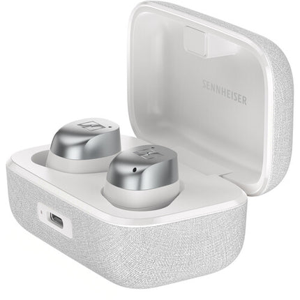 Sennheiser MOMENTUM True Wireless 4 Auriculares Inalámbricos con Adaptador Bluetooth BTD 700 Blanco Plata y Cancelación de Ruido