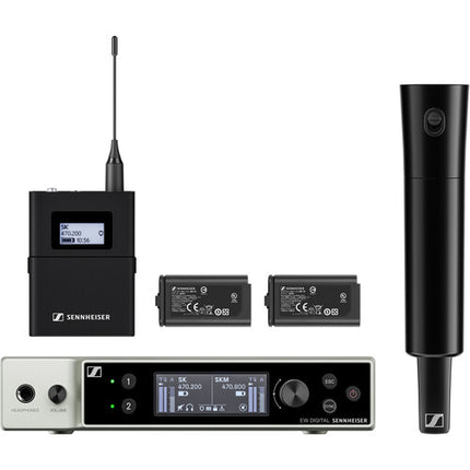 Sennheiser EW-DX SK-SKM-S Sistema Inalámbrico Dual Canal con Transmisores Bodypack y Handheld 87 MHz de Banda Ancha