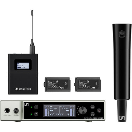 Sennheiser EW-DX SK-SKM-S Sistema Inalámbrico Dual Canal con Transmisores Bodypack y Handheld 87 MHz de Banda Ancha