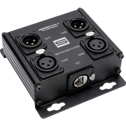 Sescom 4-Channel Passive Balanced Audio Extender Kit 4 canales RJ45 XLR sin alimentación