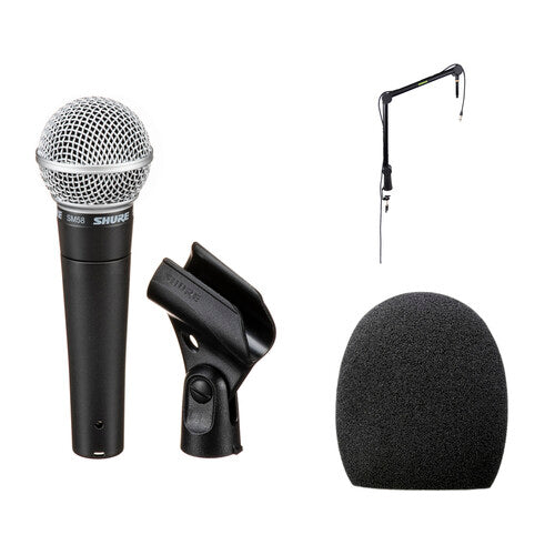Shure SM58 Kit de Micrófono Cardioide 50 Hz a 15 kHz Bajo Ruido de Manejo