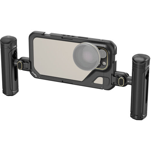SmallRig Mobile Video Cage Kit para iPhone 15 Pro Max con mango doble y filtro VND 67mm 1 a 5 pasos