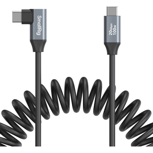 SmallRig Cable USB-C en Espiral Ángulo Recto 13.8" y Kit de Carga 3 en 1 3.9' 100W 20Gbps