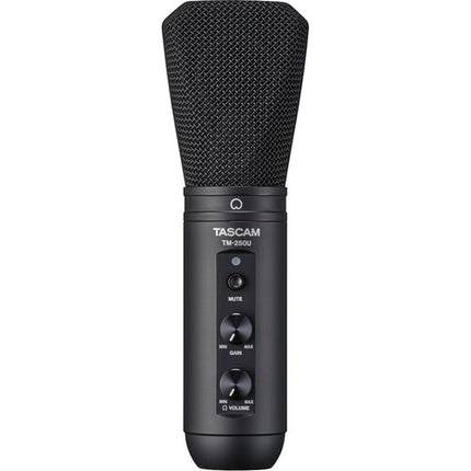 TASCAM TM-250U Micrófono Condensador USB-C Supercardioide Kit con Auriculares 16-Bit 48 kHz