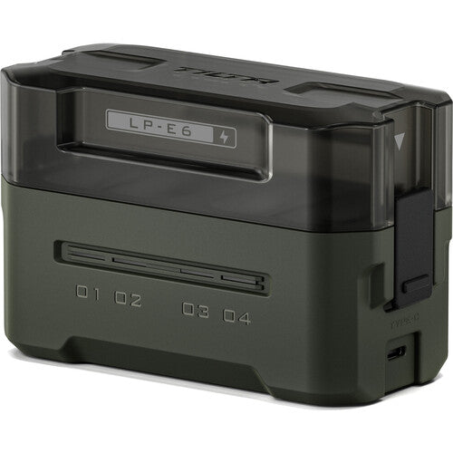 Kit Tilta LP-E6P para cámaras Canon con 2 baterías 2400mAh y cargador USB de 4 bahías verde