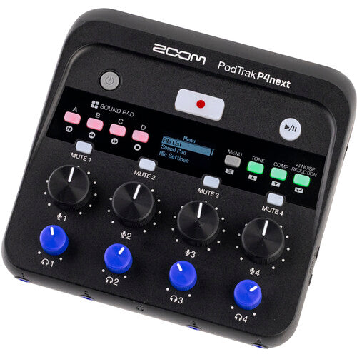 Zoom PodTrak P4next Grabadora de Podcast Multicanal 48kHz 24bit Kit 2 Personas